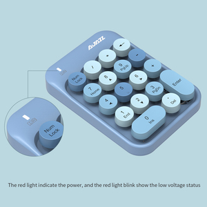Teclado inalámbrico AK18 Mini 2,4G, periférico numérico azul, Circular, externo, para la contabilidad financiera