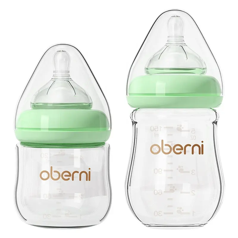 2024 neue 150 ml 120 ml anti-kolik-bPA-freie babyfütterungsflasche mit silikon-babyflasche aus glas mit brustwarze