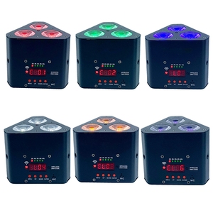 DJ DMX Mini kablosuz <span class=keywords><strong>LED</strong></span> Mini nel Par işık <span class=keywords><strong>3x18W</strong></span> Mini pil sahne ışıkları ile RGBWA UV upuplight
