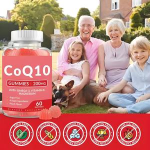無糖CoQ10ガミー大人用コエンザイムQ10オメガ3エネルギー脳と抗酸化サポート付きQ10サプリメント - Product Image 3