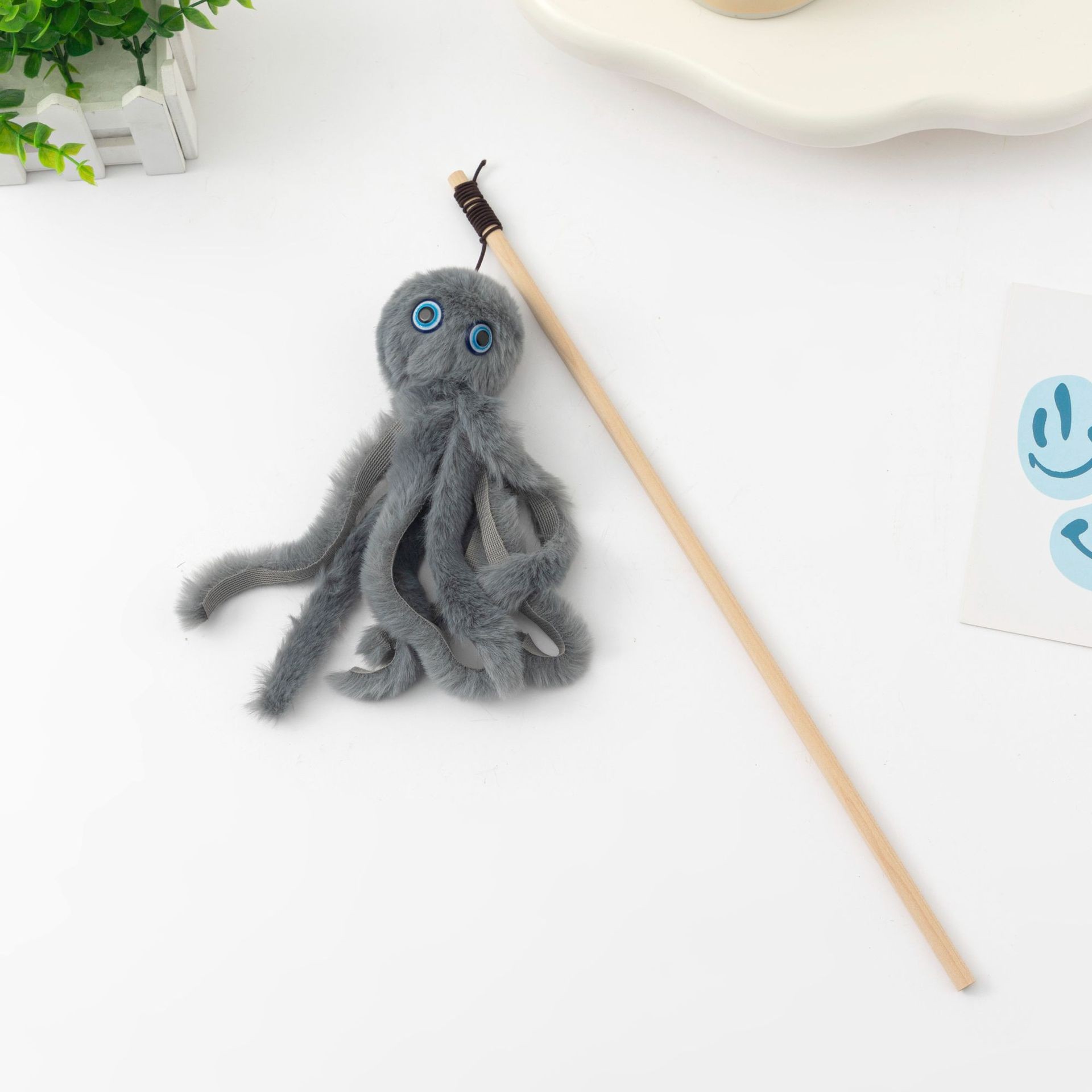 Gray octopus cat teaser stick