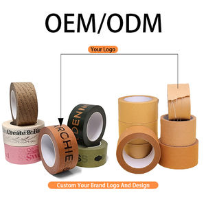 Biểu tượng tùy chỉnh in phân hủy sinh học Trắng tráng keo giấy kraft Băng thân thiện với môi Kraft bao bì băng cho carton niêm phong - Product Image 4