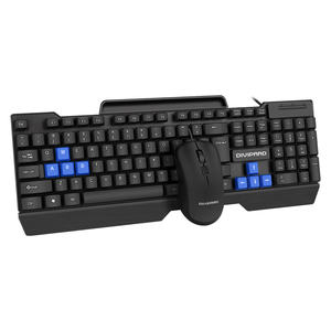 Juego de teclado y ratón USB con cable de Venta caliente, soporte para teléfono de oficina de negocios, teclado con teclas azules - Product Image 1