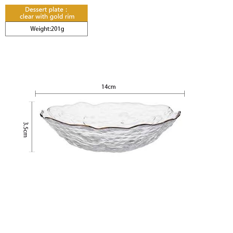 clear Dessert plate with gold rim