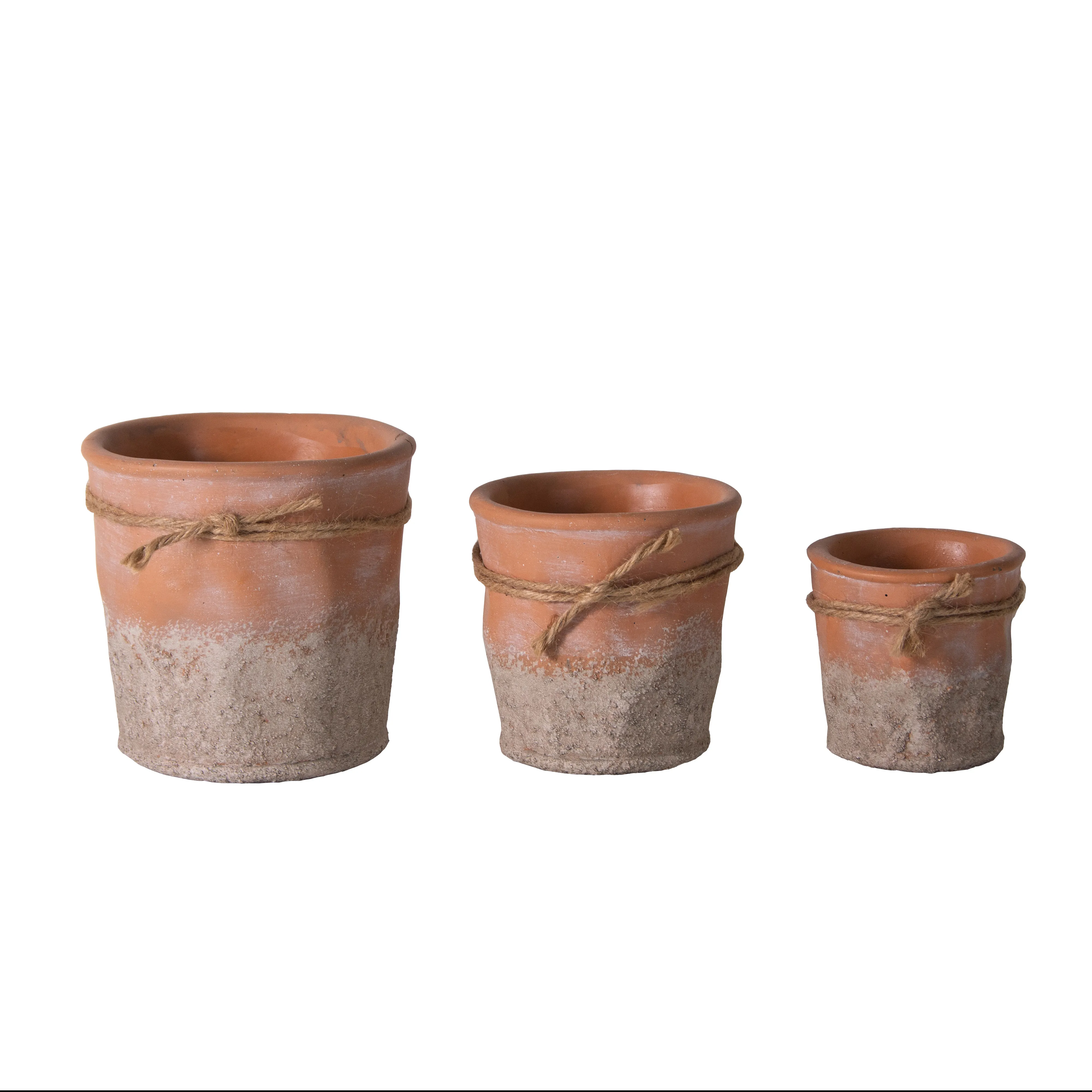 Pot de fleur de ciment coloré en polycarbonate avec corde de chanvre, pour décor de jardin de maison, meilleure vente