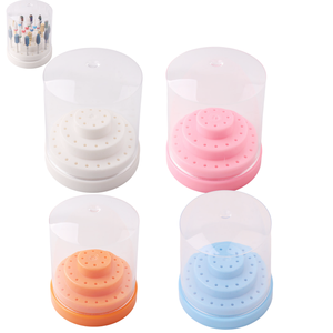 4 colores 48 agujeros Nail Drill Bit Holder Stand Displayer con cubierta acrílica Nail Drill Bit Container Storage Box - Product Image 1