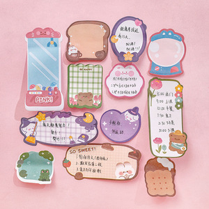 Combinación de dibujos animados de notas adhesivas para estudiantes, suministros de oficina atractivos, pegatina para notas, Bloc de notas, lindo mensaje, nota para dejar mensajes - Product Image 2