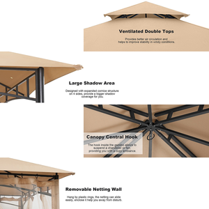 <span class=keywords><strong>Alibaba</strong></span> Top Kwaliteit Draagbare Waterdichte Outdoor Zonnescherm Gelegeerd Stalen Frame Tuinhuisje Pop-Up Instant Paviljoen Tent Met Klamboe - Product Image 3