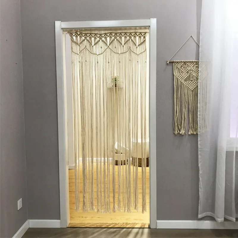 Дверная занавеска ручной вязки гобелен в богемном стиле хлопковые Тканые шторы ручной работы
