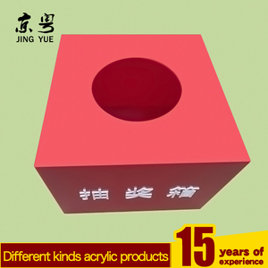 Fabrika özel temizle kırmızı 30x30x30CM pmma akrilik öneri piyango durumda küp akrilik piyango kutusu piyango oyunları için - Product Image 2