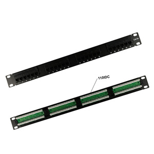 24端口UTP标准1U和19英寸安装Cat5E/Cat6 110 IDC网络接线板