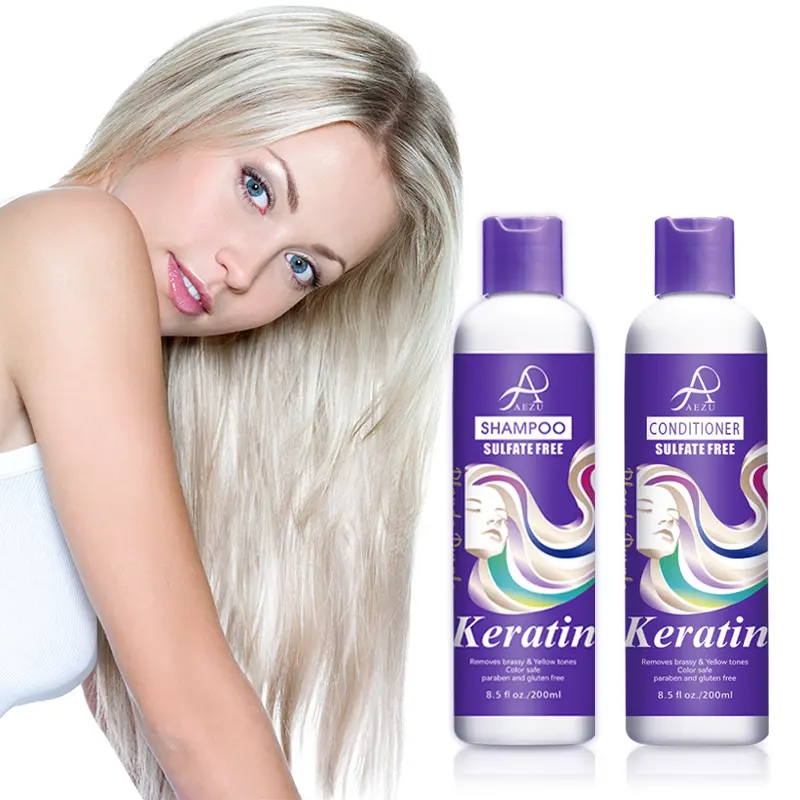 Salon Professional Use Sulfate Free Purple Shampoo for Blonde Hair Color Protecting Remove Yellow Purple Shampoo And Conditioner