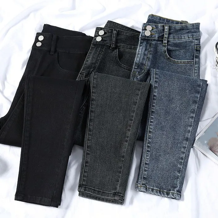 Outono Novas Mulheres Europeias Cintura Alta Moda Retro Slim Fit Mulheres Apertado Stretch Lápis Jeans