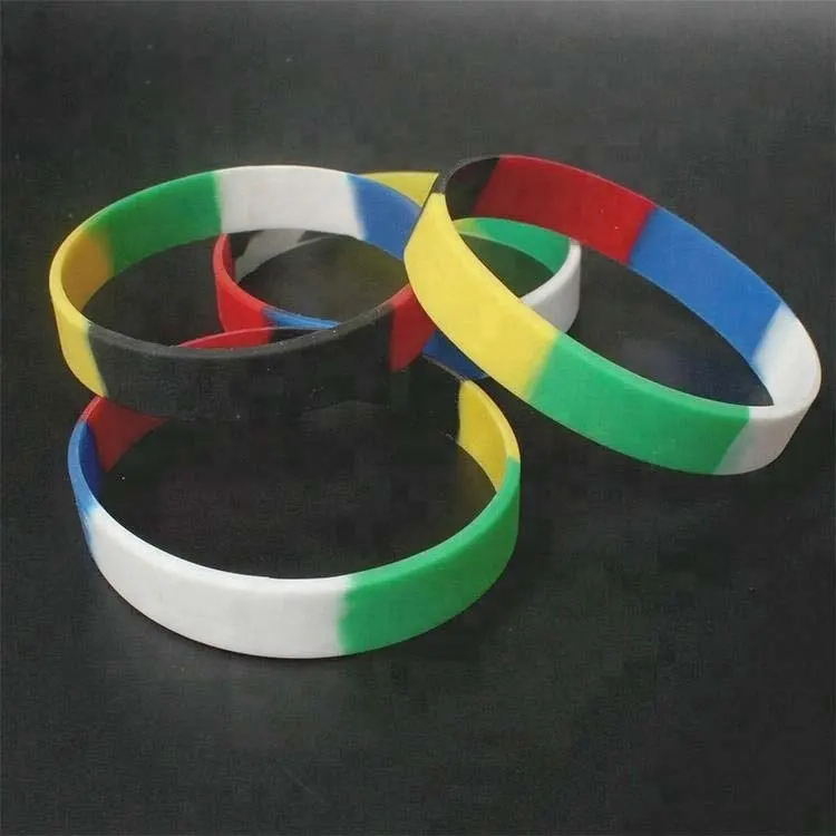 Atacado preço direto de fábrica personalizado impresso arco-íris borracha macia pulseiras de silicone para mulheres