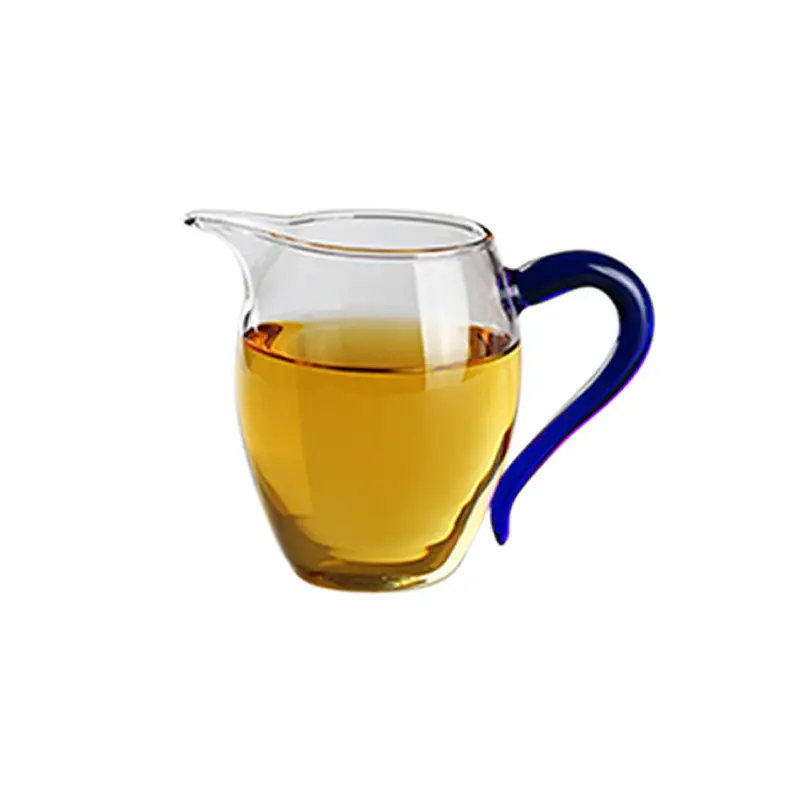 Pitcher kaca teh 350ML, gelas kecil Creamer kaca bening cangkir teh Kungfu China dengan pegangan