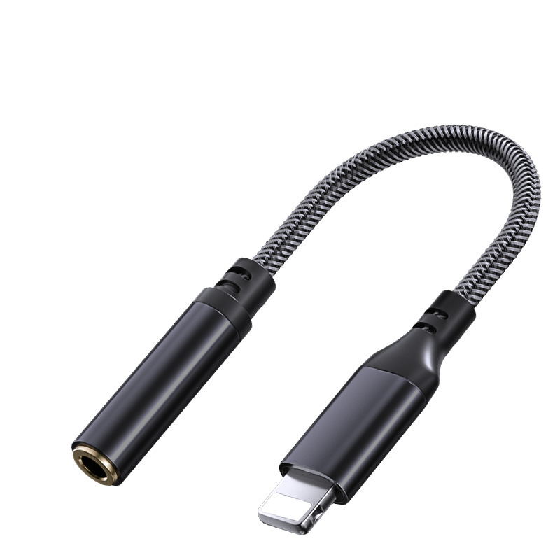 Adaptateur Lightning vers prise casque 3,5 mm plaquée or - Noir
