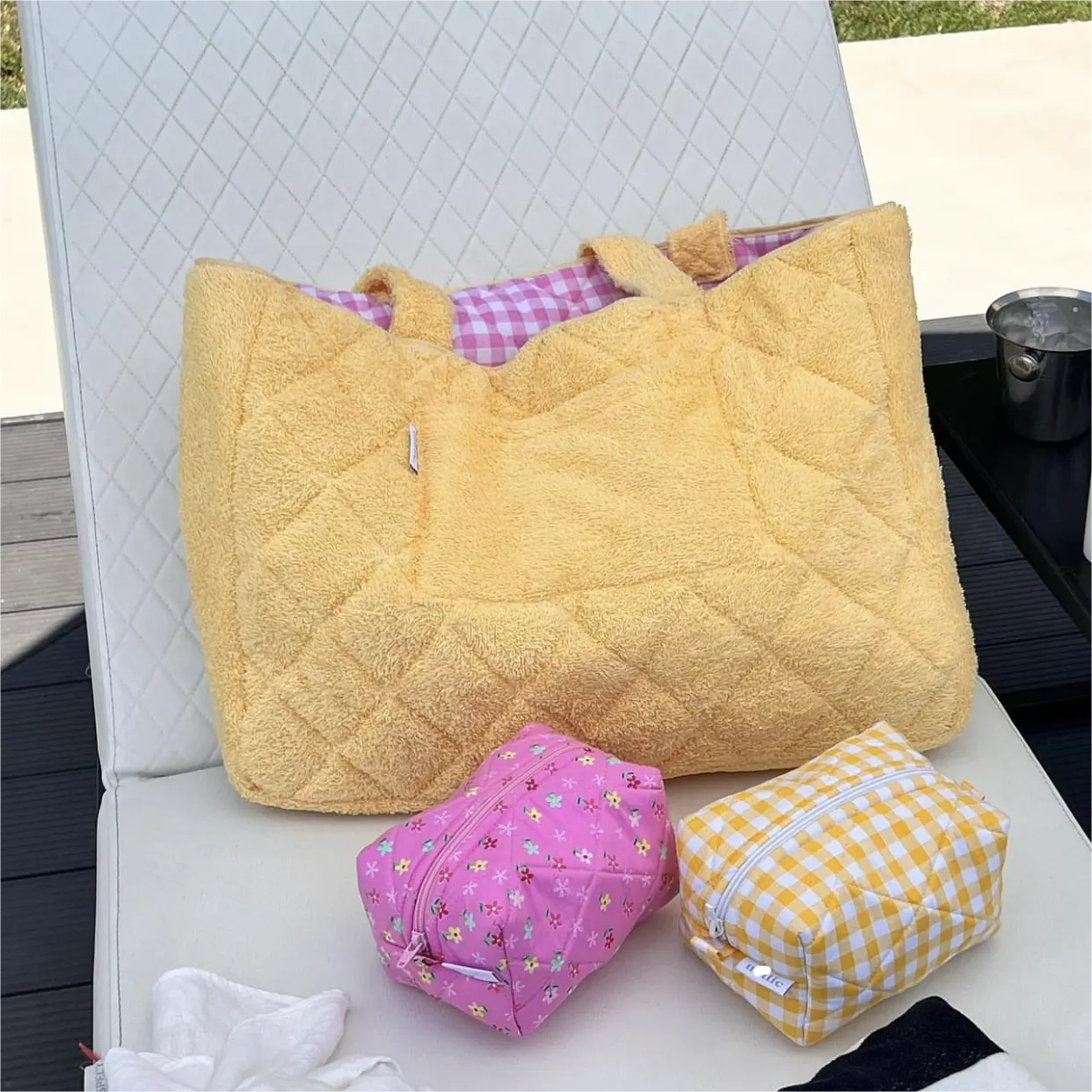 आउटडोर क्वैलेटेड कंधे की थैलियों लड़कियों की महिलाओं को प्यारा समुद्र तट पर टेरी हैंडबैग डीलक्स मध्यम मेट्रो टोटे बैग