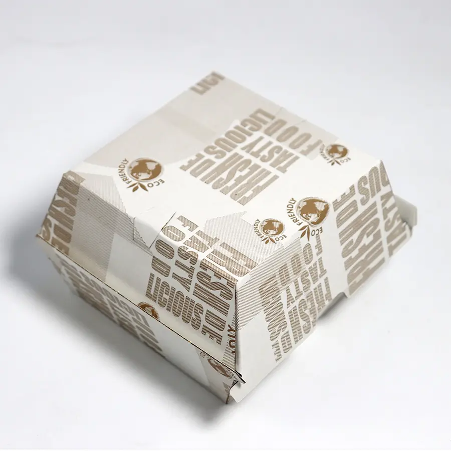 Venda quente Papel Burger Box Biodegradável Food Packaging Containers Atacado Box Factory