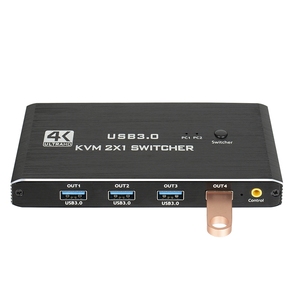 带按钮开关的USB3.0 KVM交换机EDID 2端口高清电视4K 60hz分辨率1监视器2台计算机4 USB3.0端口摄像机投影仪 - Product Image 4