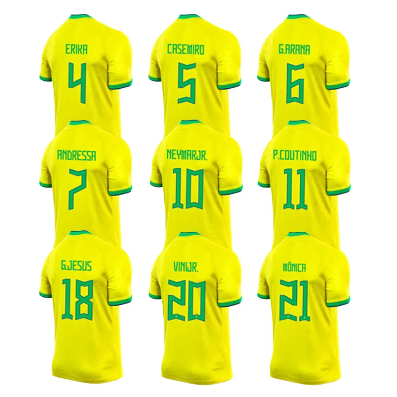 Topkwaliteit Camisas De Futebol Tailandesas Nationale Team Uniform Brazilië Trui 2023 Wereld 2022 Voetbalshirt