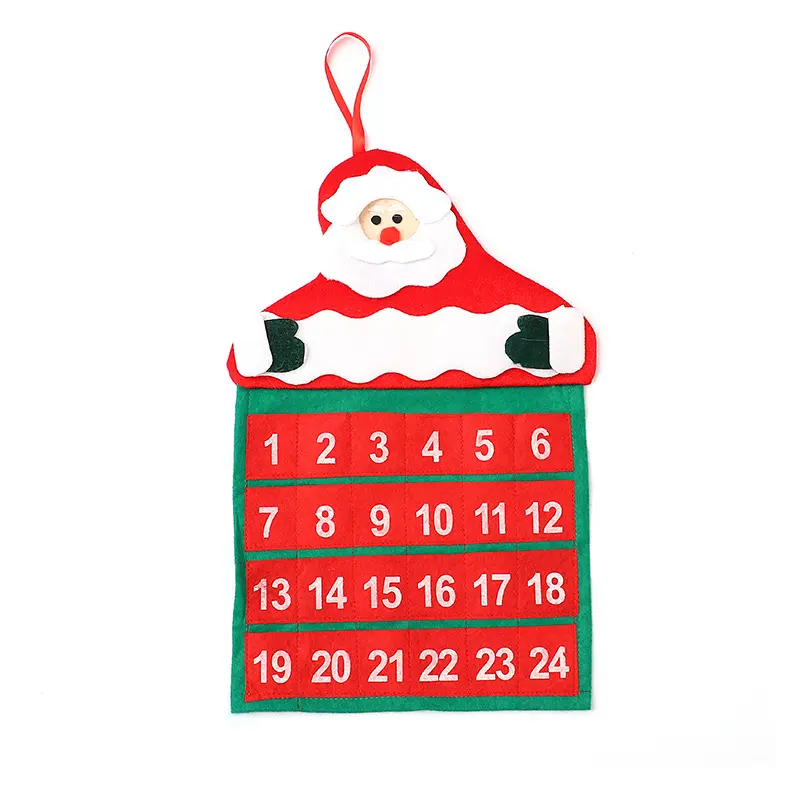 Calendario dell'avvento 1-24 da appendere alla vigilia di natale in feltro con tasche per la decorazione dell'interno del calendario dell'albero di natale della casa