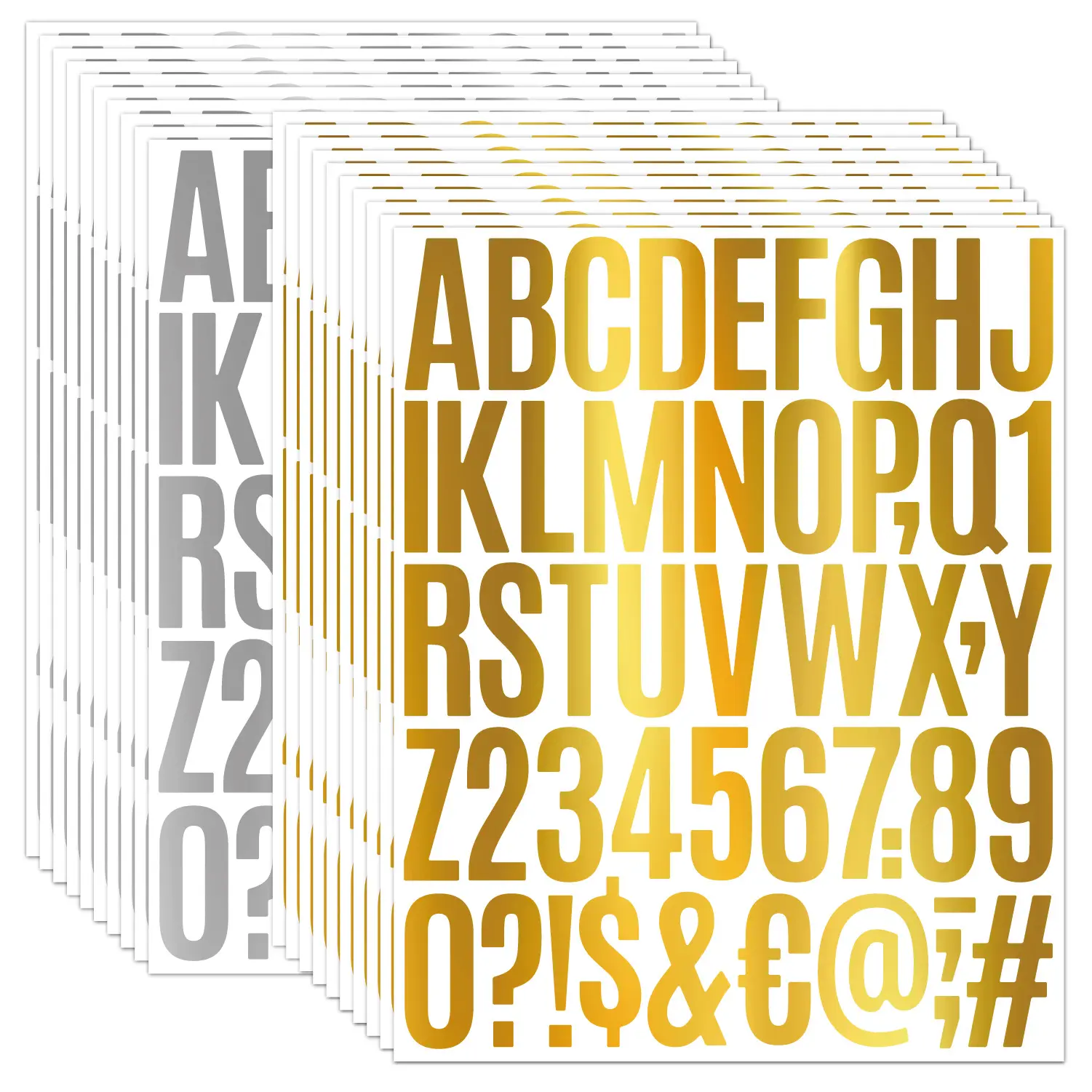 2 Zoll glitzer Regenbogen Gold Silber Vinyl wasserdichte Aufkleber für den Buchstaben-/Nummerndruck Aufkleber-Bogen, Aufkleber für Postfach
