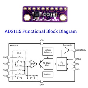 DIYmall orijinal GY-ADS1115 süper Mini ADC modülü 16-Bit 4 kanal I2C Analog dijital dönüştürücü kesme panosu arduino için