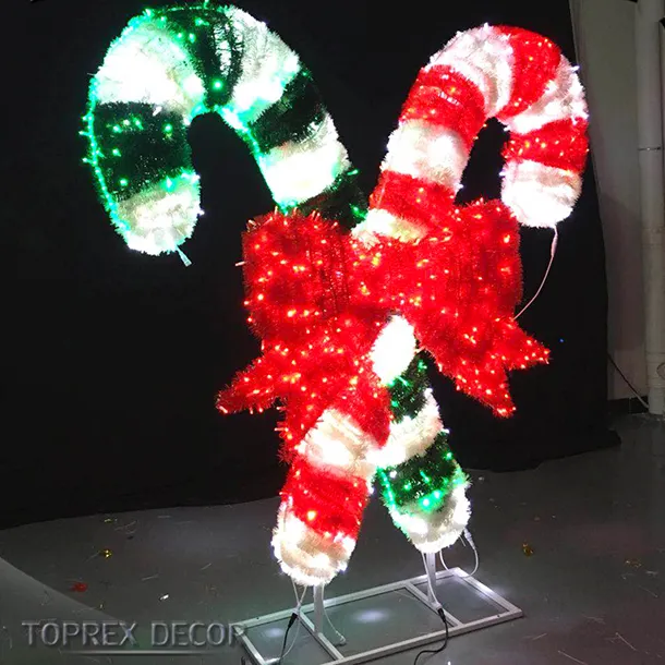 Luces LED de bastón de caramelo gigantes para exteriores con grandes decoraciones navideñas