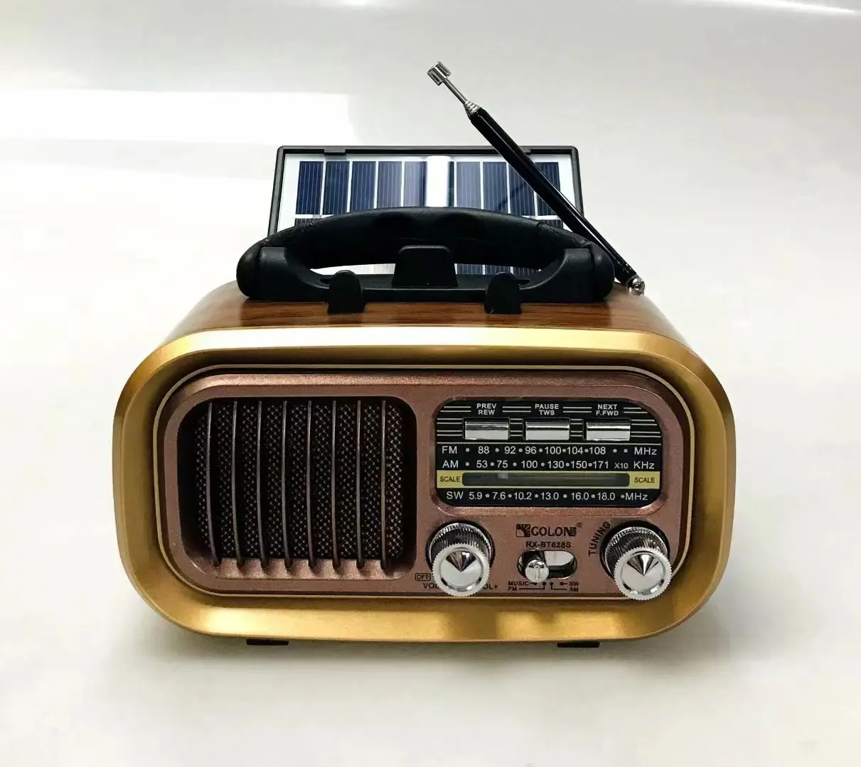 GOLON RX-BT628S Großhändler Fabrik True Stereo Am/fm/sw 3 Bänder Solar panel Tws Tragbares Radio Mit Bt/usb/tf Musik-Player