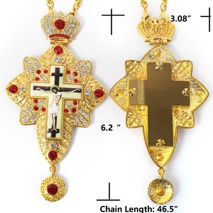 Piskopos rus tasarım altın kaplama özelleştirilmiş simge taşlar ortodoks yunan Pectoral çapraz manevi hediye için - Product Image 2