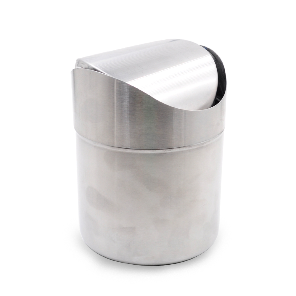 Compact Design Pure Stainless Steel Table Dust Bin Trash Can For Car Swing Top Dustbin