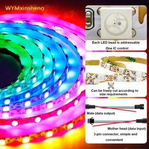 Factory Wholesale Flexible S Shape Addressable <strong>WS2812B</strong> PCB 6mm Width Flowing Water Pixel <strong>Strip</strong> 60LEDs/m 5V Full Color Led <strong>Strip</strong> - Product Image 3