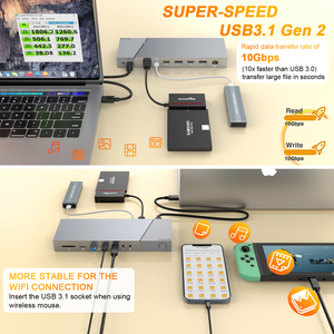 Top-Verkäufe 16 in 1 Dual HDMI Displaylink <span class=keywords><strong>USB</strong></span> C <span class=keywords><strong>Multi</strong></span> Monitor <span class=keywords><strong>Adapter</strong></span> <span class=keywords><strong>USB</strong></span> C Docking station für Dell XPS