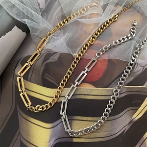 Basit kişilik dikiş zincir titanyum çelik kolye hip hop klavikula zincir kazak zinciri - Product Image 2