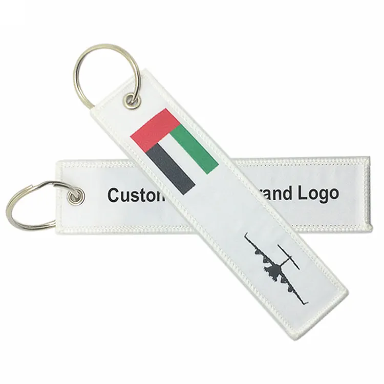 Key Tag Ring Wholesale Bulk Woven Blank Sublimation Key Chain Embroidered Custom Anime Jet Tag Flight Key Tag