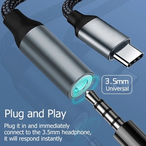 USB C至3.5毫米音频适配器usb-c Aux插孔有源耳机插孔适配器充电器电缆 - Product Image 5