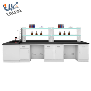 Table de travail de laboratoire commercial en métal et acier moderne et banc d'îlot avec armoires pour écoles hôpitaux laboratoires - Product Image 2