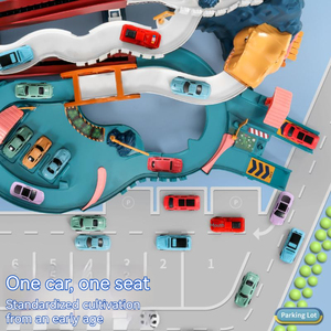 Education Electric Assembly Roller Coaster Rotation Garage Parking <strong>Highway</strong> Dinosaur Vehicle Track <strong>Toy</strong> Play Set With Light - Product Image 6