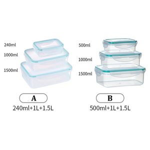 Venta al por mayor de plástico con logotipo personalizado rectángulo de 3 piezas de plástico PP apilable contenedores de alimentos con tapas caja de almacenamiento conjunto - Product Image 6