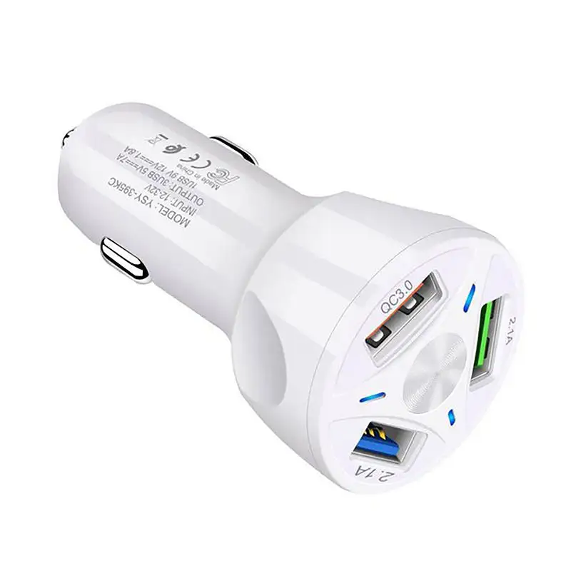 Caricabatteria da auto USB Quick Charge 3.0 caricabatteria da auto USB portatile a ricarica rapida a 3 porte per iPhone per adattatore per caricabatterie USB Samsung