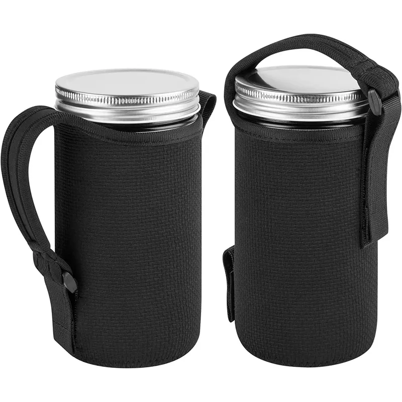 Neopreen 24Oz Koffie Cup Mouw Geïsoleerde Zakken Brede Mond Glazen Pot Houder Met Handvat Draagbare Cup Cover Waterfles Zakken