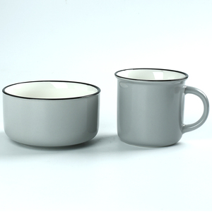 Renk jant ile dayanıklı seramik renk sırlı seramik yemek takımı kupa ve kase - Product Image 1