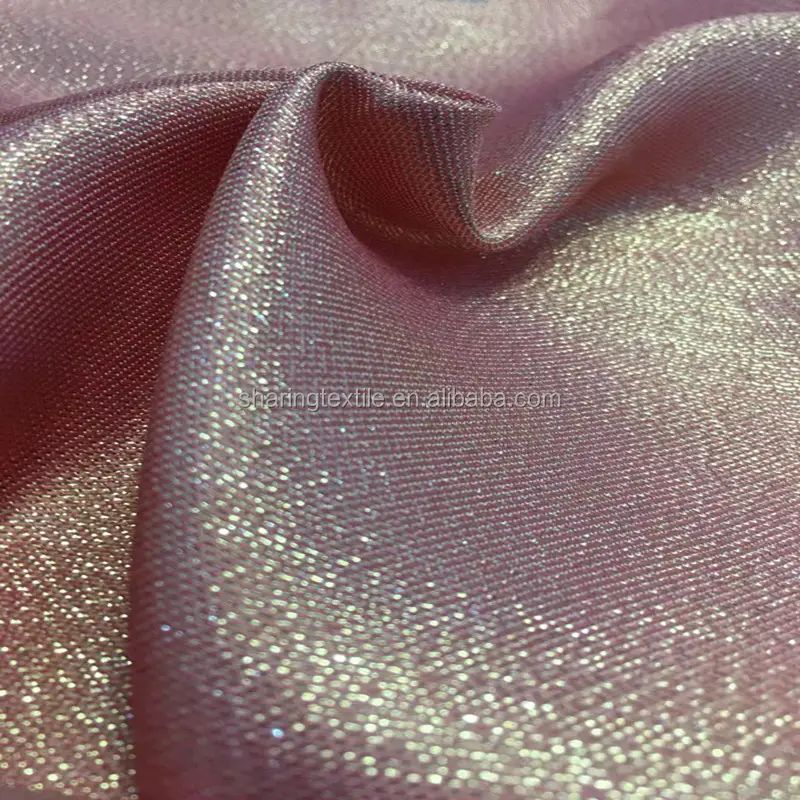 Tissu Lurex en Polyester avec fil métallique brillant, pour la tenue du soirée, de spectacle, Rose or argent