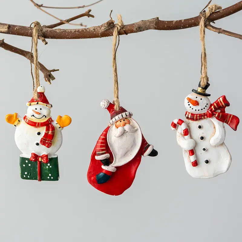 Noel Vintage reçine kolye noel ağacı yaşlı kardan adam kolye noel dekorasyon