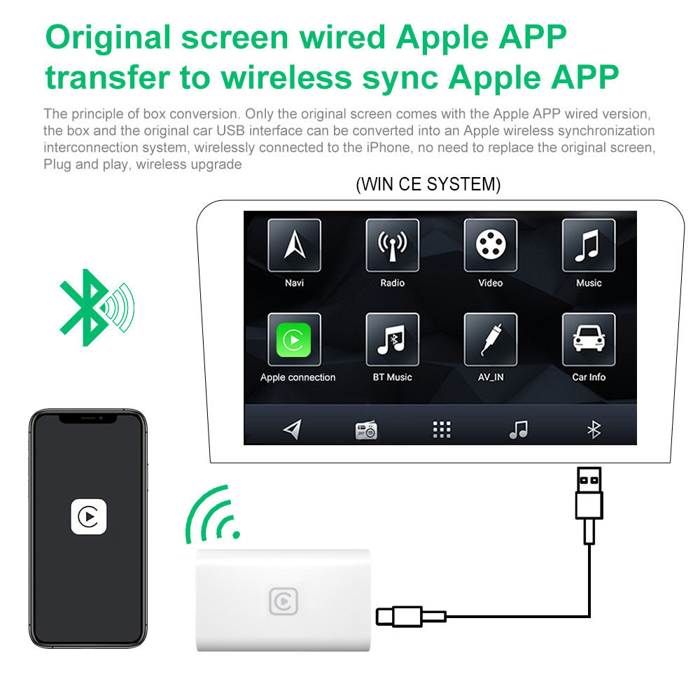Podofo Original Car Wired CarPlay To Wireless CarPlay AI Box External Module White Original Car System Upgrade Voice Control