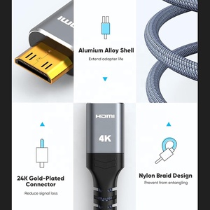 Short Mini HDMI Type C Male to HDMI Type a Female 4K 60Hz Converter Adapter Cable M/F Nylon Braided