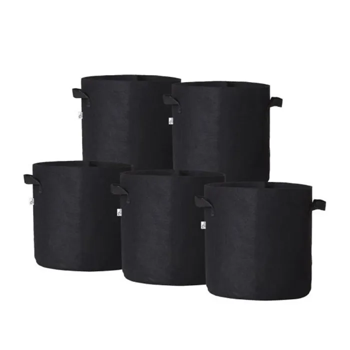5 Gallon 5-Pack Felt Fabric Plant Pots With Reinforced Handles For Gardening