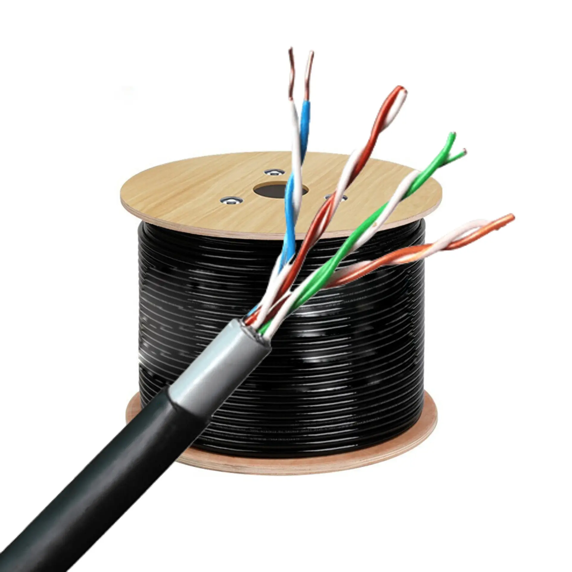 Cable de conexión negro de 1000 pies UTP 24AWG 350MHz Cable Ethernet RJ45 de cobre desnudo puro Cat5e Cable de red LAN enlace de cable