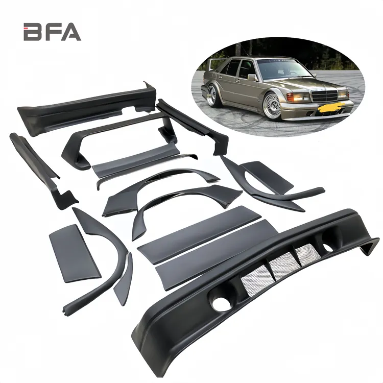 Kit bodi bumper depan dan belakang, kit bodi bumper depan dan belakang untuk mercedes-benz c-class 190E benz W201 190e Evolution II