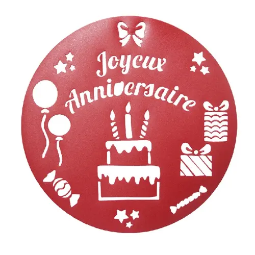 Wholesale manufacturer new red plastic happy birthday design custom template cake decoration stencil